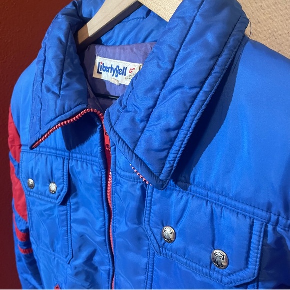 Vintage Liberty Bell Boy’s Blue Nylon Full Zip Retro Colorblock Ski Jacket - Picture 3 of 6